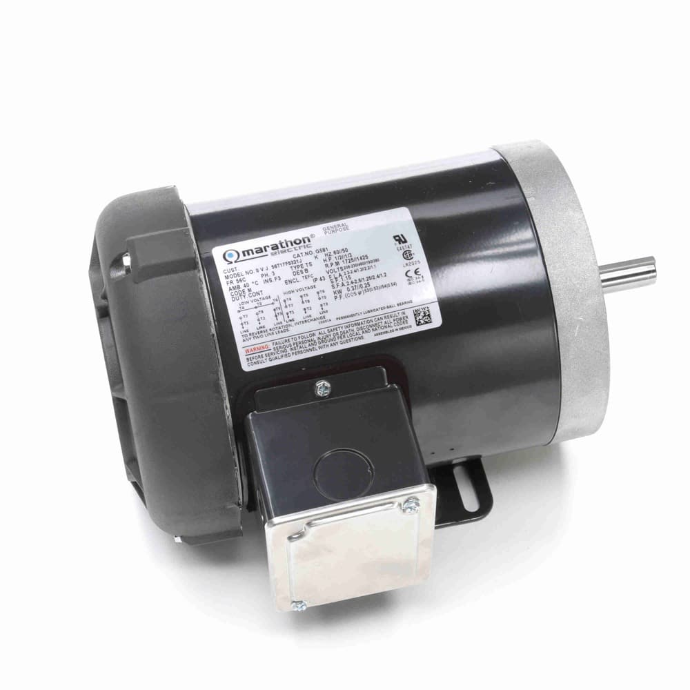 1/2HP 3PH 56C TEFC 1800 208-230/460V WB