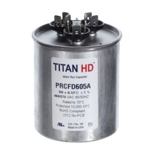 CAP RUN 60+5uF 440V RND 2.5" X 2.88" TRCFD905A (TITAN)